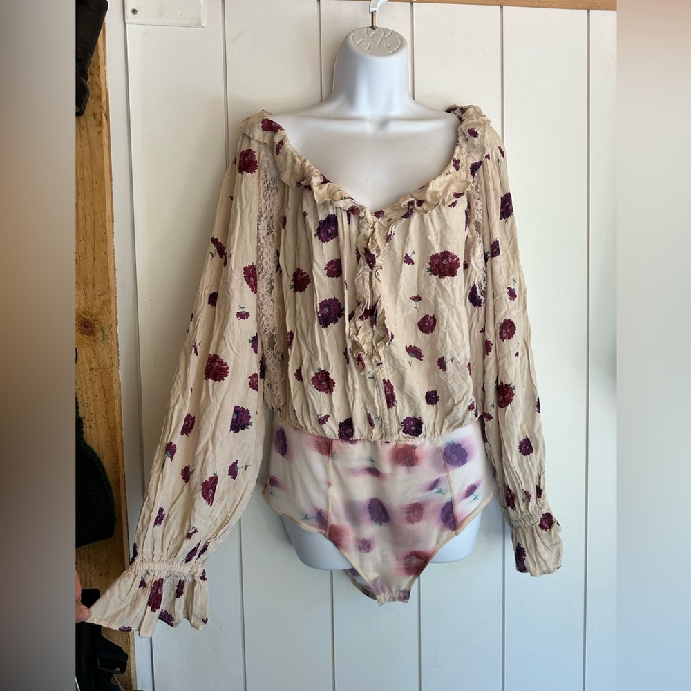 Free People Floral one piece bodysuit